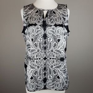 Black & White Paisley Sleeveless Top